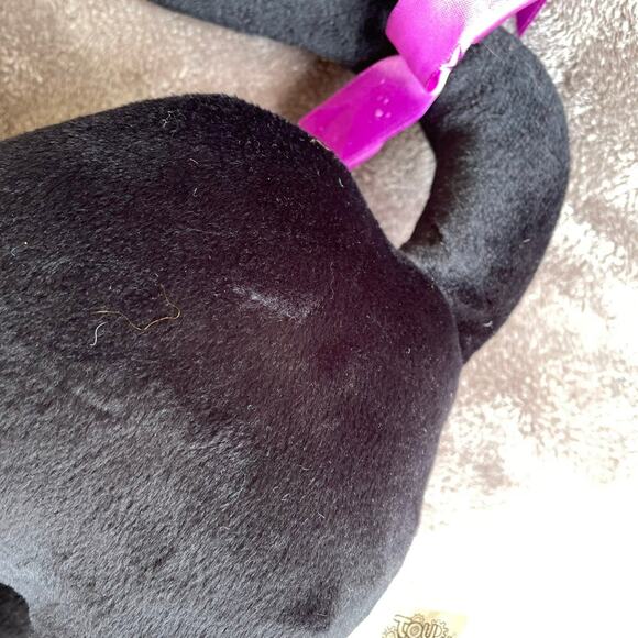 Vintage Black Cat Plush Purple Eyes Ears Pillow Stuffed Toy 1990s Halloween - Picture 12 of 16